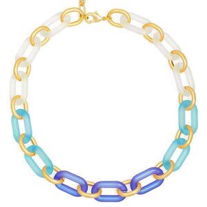Blue Resin Oval Links Collar Necklace